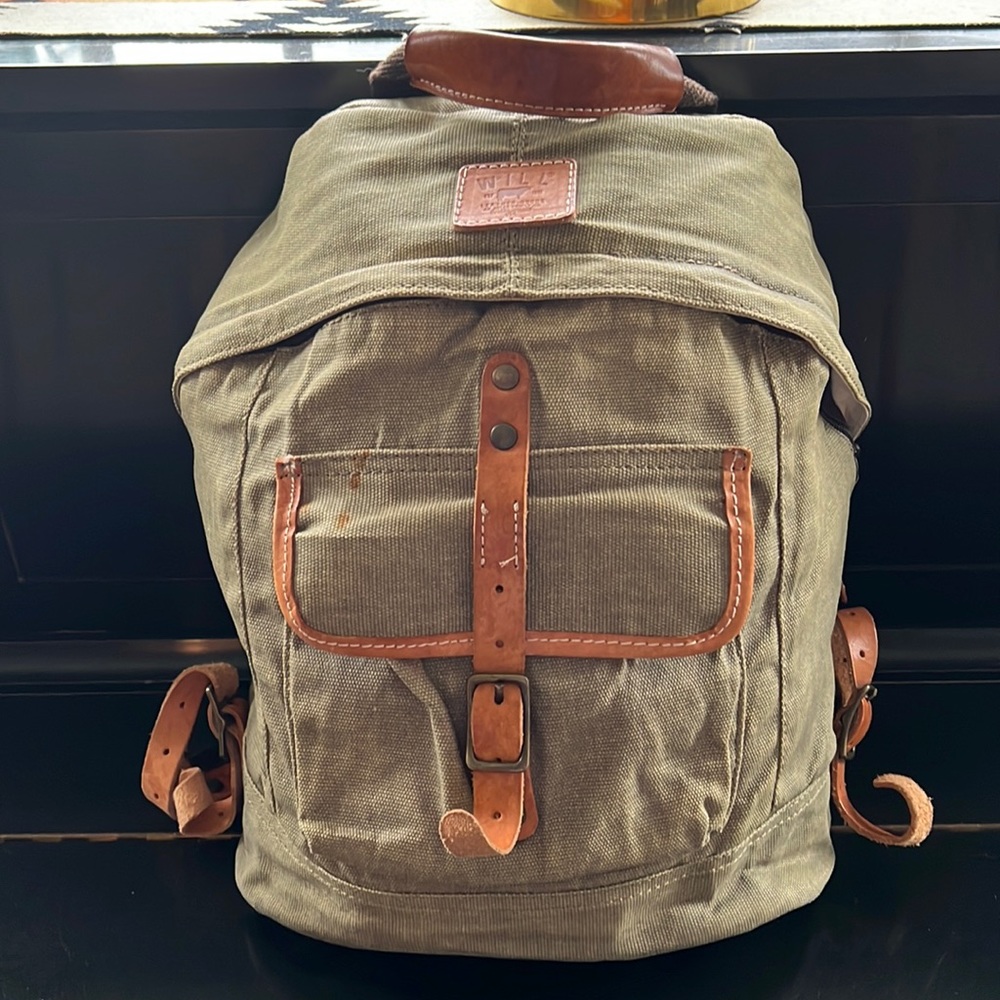 Will Leather Goods Olive and Brown Backpack